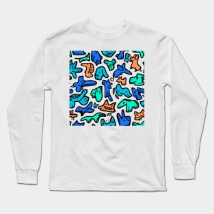 Doodle Animal Color Pattern Long Sleeve T-Shirt